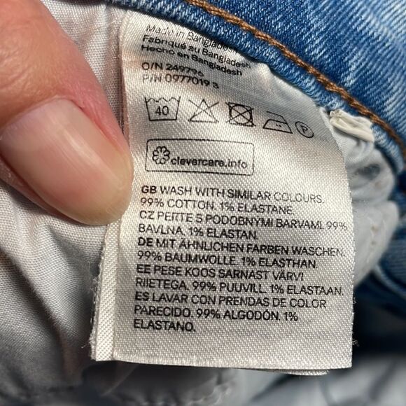 Divided Jean Skirt, stretchy, above knee, washed blue denim, 2 - Picture 5 of 6